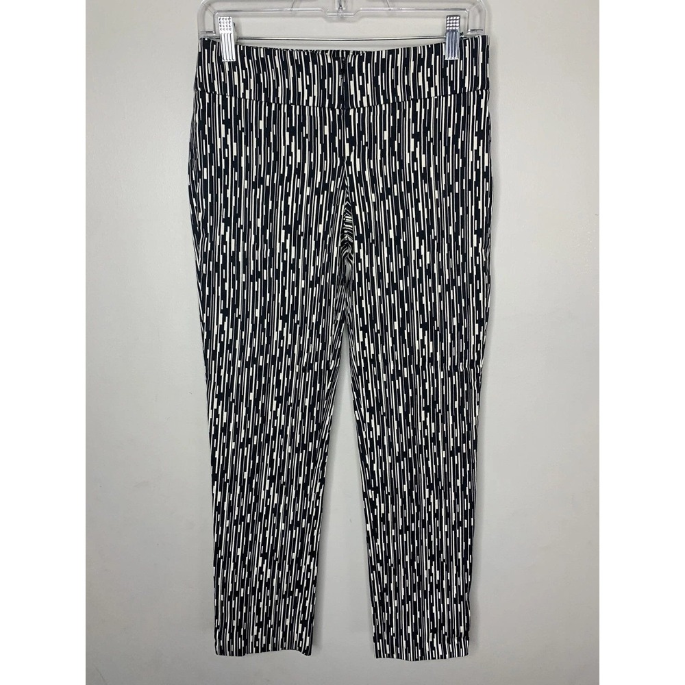 Worth New York Trousers Womens 0 Black White Geometric Slim Ankle Workwear Mod